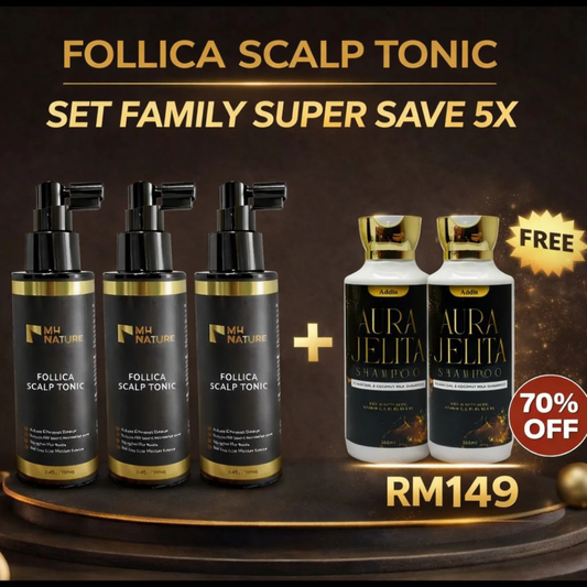 FOLLICA SCALP TONIC - 3 BOTOL + PERCUMA 2 SYAMPU